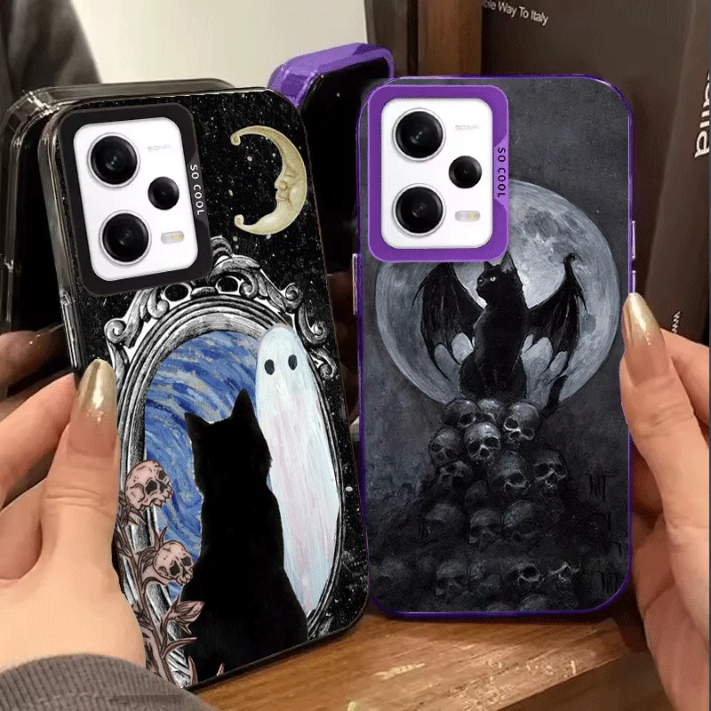 Black Cat Witch Aesthetics Soft Phone Case for Samsung Galaxy S24 S25 FE S26 Edge S23 Ultra S22 Plus S21 + Shockproof Cover Back