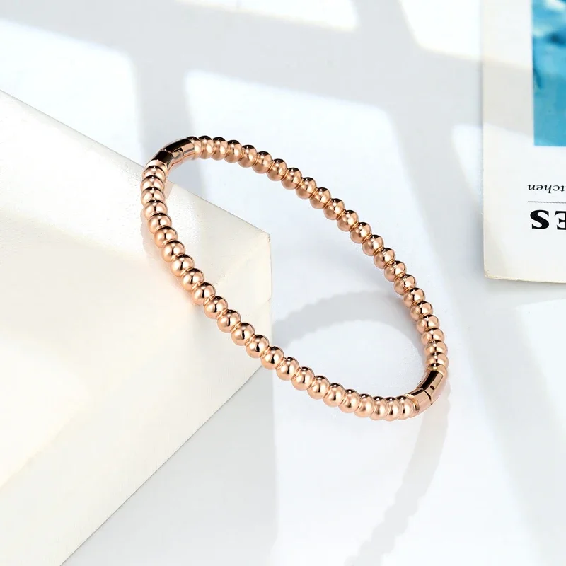 High Quality Imitation Beads Bracelet  Shape Design  Stainless Steel Bracelet For Women Love Bangle Jewelry Gifts Wholesale