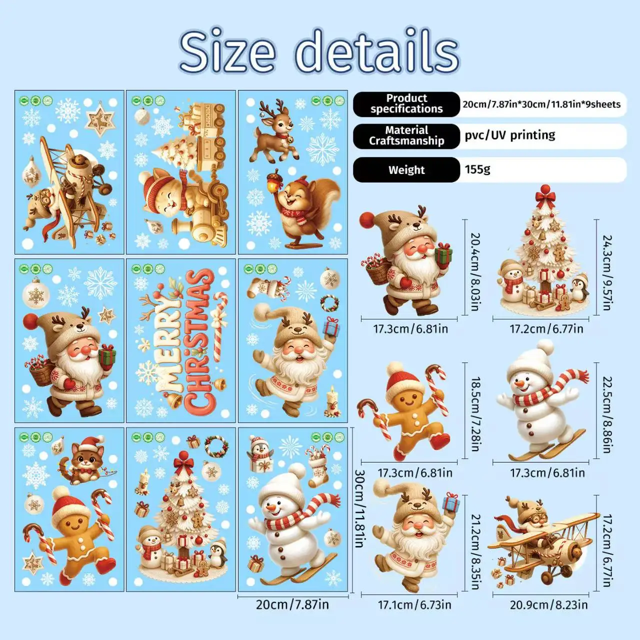 9 قطعة/المجموعة عيد الميلاد ملصقات نافذة شجرة عيد الميلاد منزل ندفة الثلج الزجاج ملصق مائي عيد ميلاد سعيد الديكور المنزل نافيداد 2026 هدايا نويل