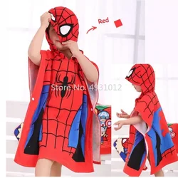 Anime Red Spiderman Winnie Cotton Hooded Bath Towel with Snap Button Baby Girls Boys Cloak Bathrobe 60x120cm