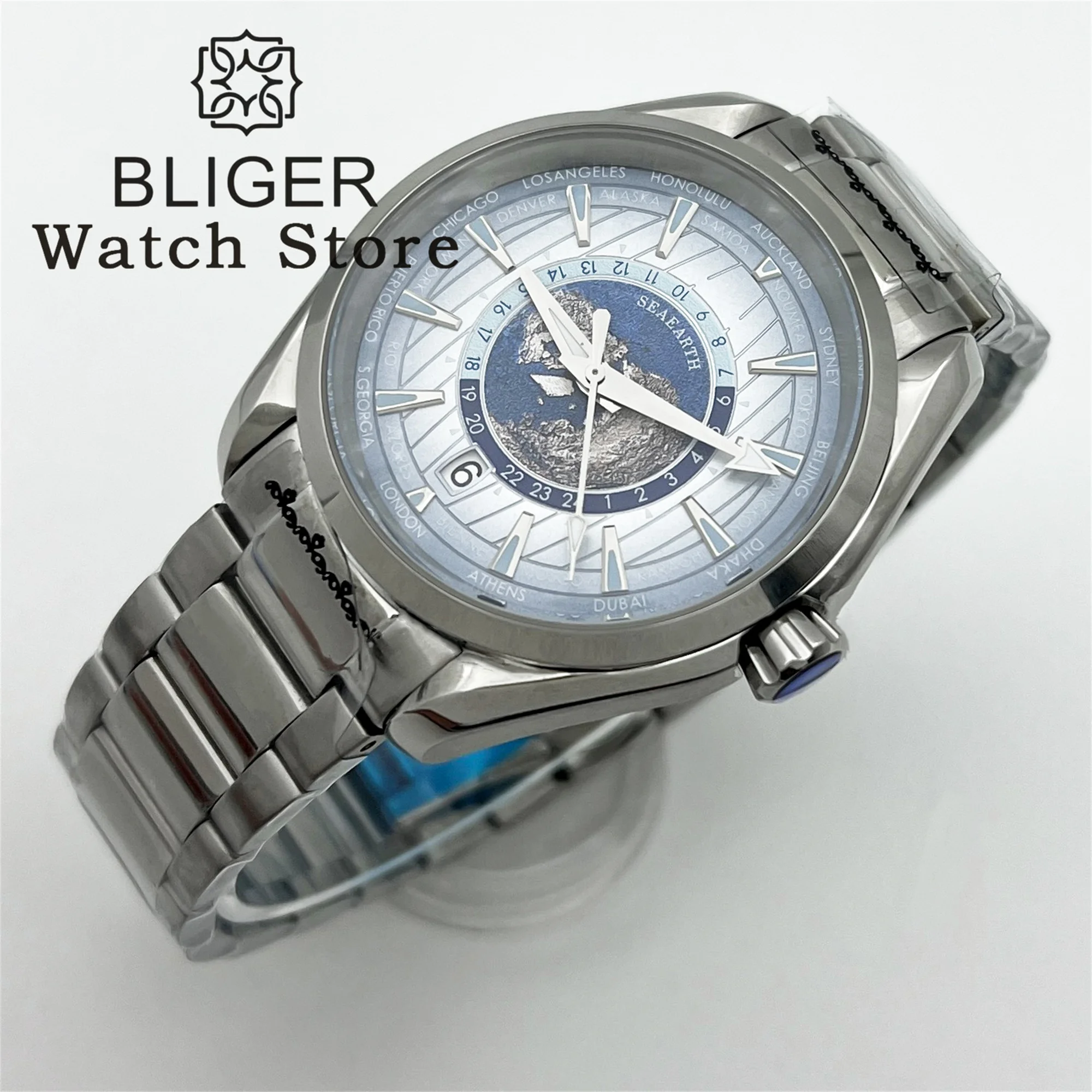 BLIGER-reloj mecánico de acero inoxidable para hombre, cronógrafo de cristal de zafiro de lujo, movimiento automático, resistente al agua hasta 100M, 40MM, NH35A