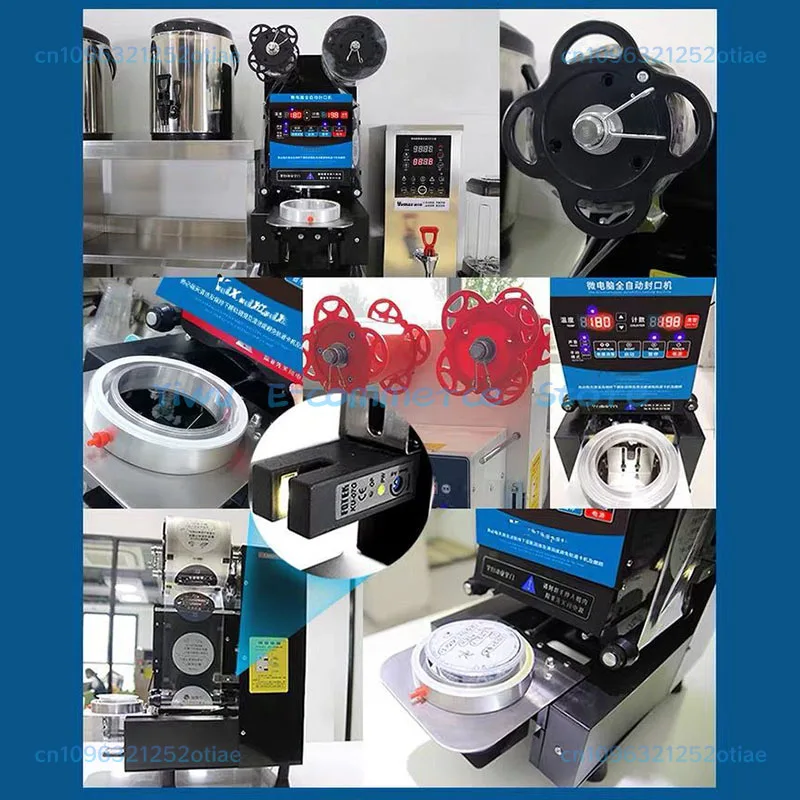 350W Automatic Cup Sealing Machine Electric Plastic Sealer for Paper Cups Milk Tea Food Bubble Tea Film Sealer English Version