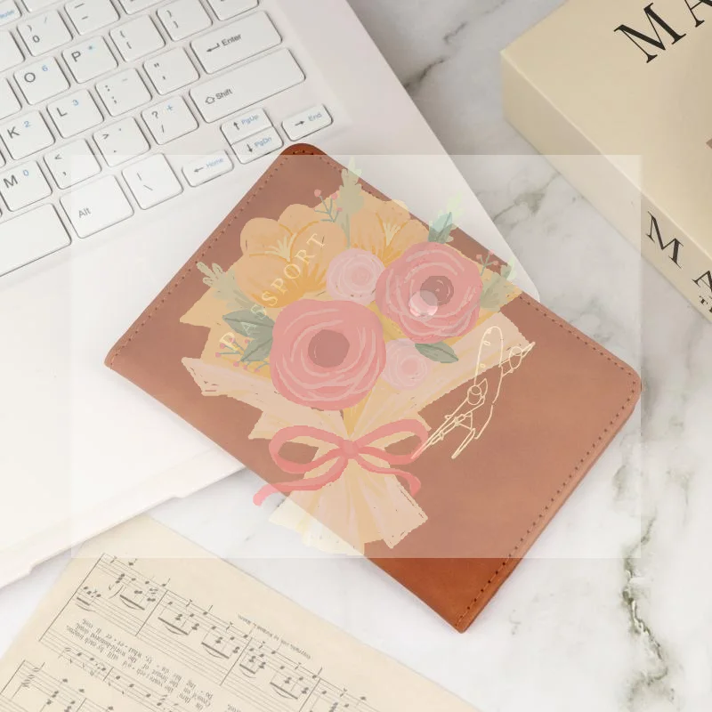 Airplane Embossed PU Leather Passport Cover Snap Button Multi Card Slot Travel Passport Holder For Business Trip Vacation