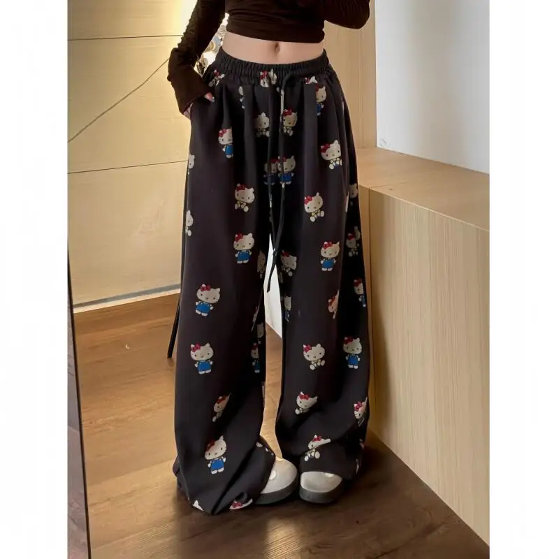 Pants Wide Leg Pants Hello Kitty Women's Spring/summer Thin Style Sanrio Fat Mm Casual Look Slim Floor Pants Large Cartoon Print view 6