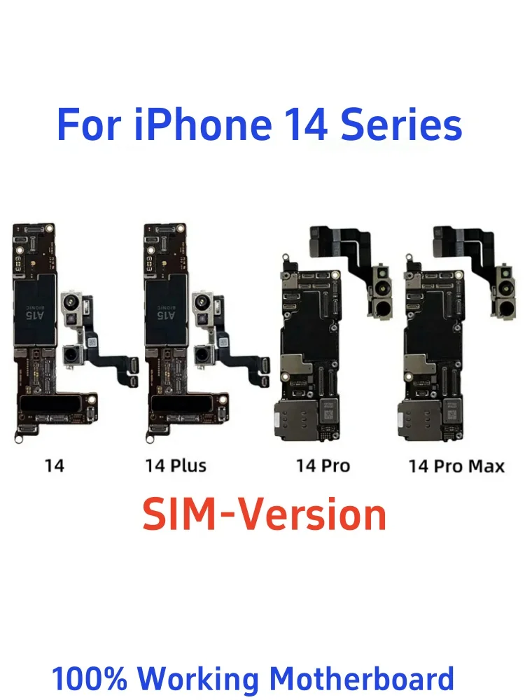 Fully Tested For iPhone 14 Pro Max 14 Plus Motherboard With Face ID SIM Version Unlocked Free Clean iCloud Logic Board Mainboard