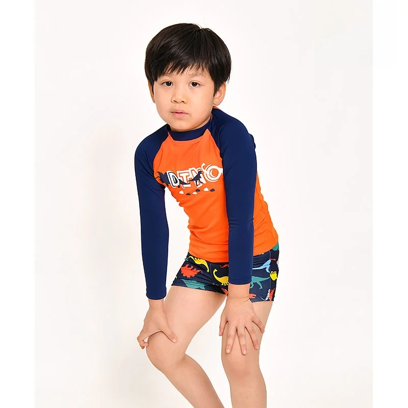 sisia-子供用水着-長袖-恐竜漫画-抗塩素日焼け止め-別々の水着-男の子と女の子用