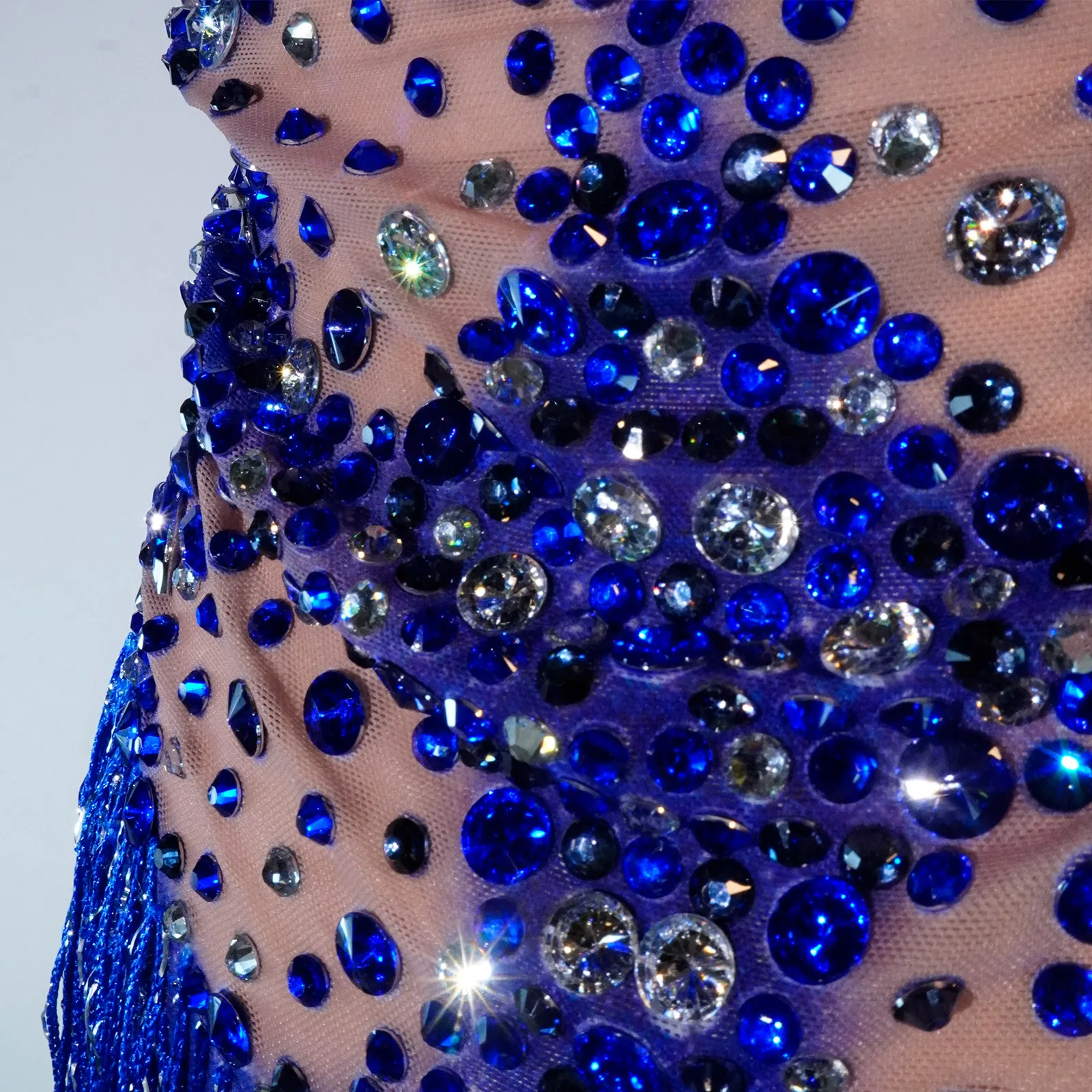 Justaucorps Sexy en Maille Transparente pour Femme Adulte, Costume Drag Queen, Bleu Strass, Batterie, Spectacle de brevsur Scène, Bar, ixd'Anniversaire