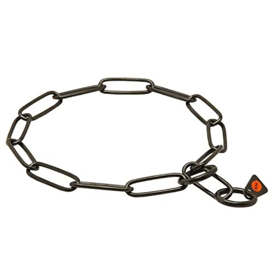 

Black Stainless Steel Long Link Fur Saver Dog Training Collar No-Pull Slip Chain for Small Medium Large Dogs for Easy Control M