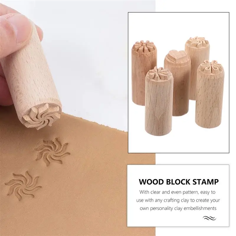 5/7pcs Stamps Clay Wood Pottery Concretestamped Tools Mold Set Cake Moon Wooden Decorative Patio Ideas Blockmaking Burning Stamp