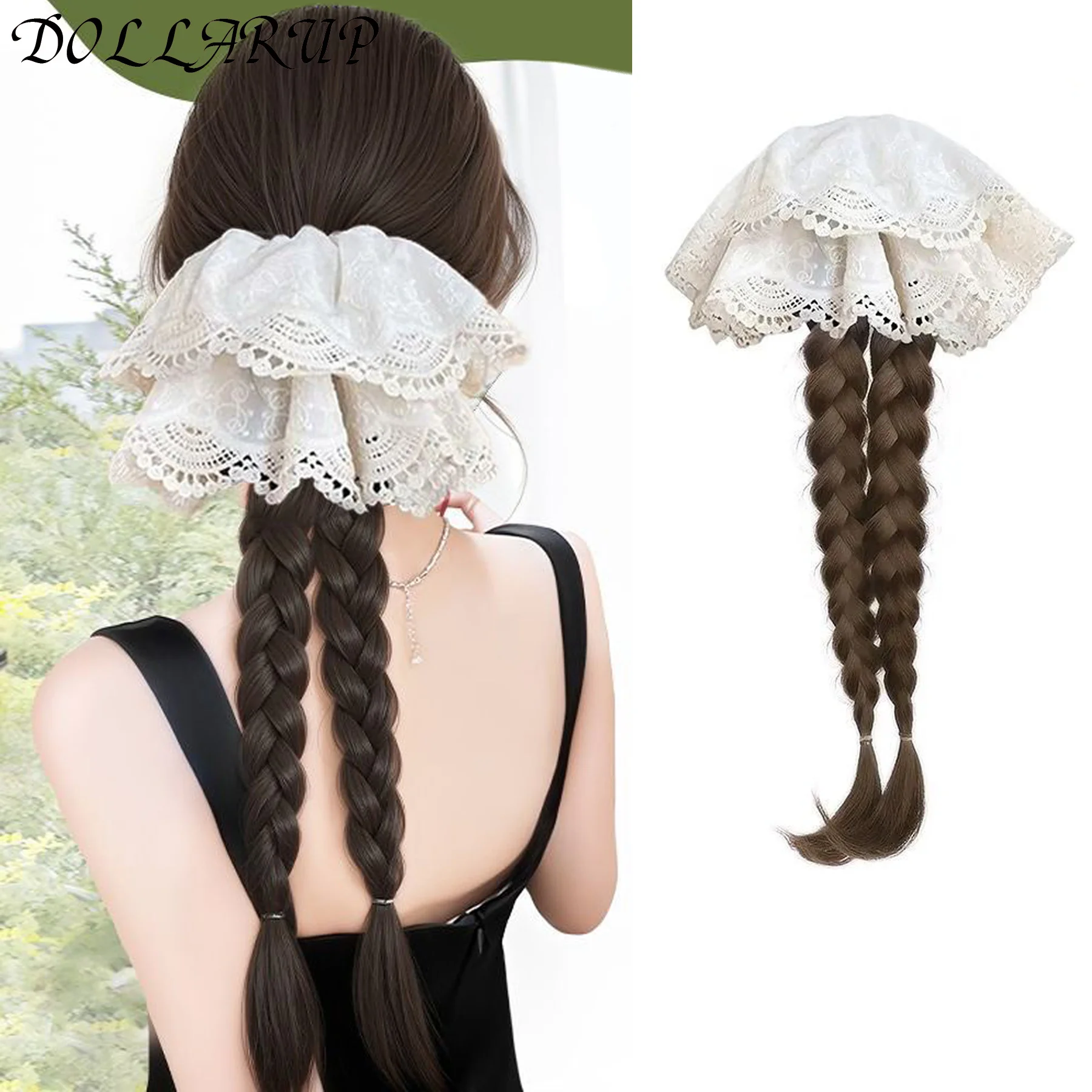 

Synthetic Long Claw Clip On Bow Braid Ponytail Hair Extensions Heat Resistant Pony Tail Hair piece For Women Daily Party
