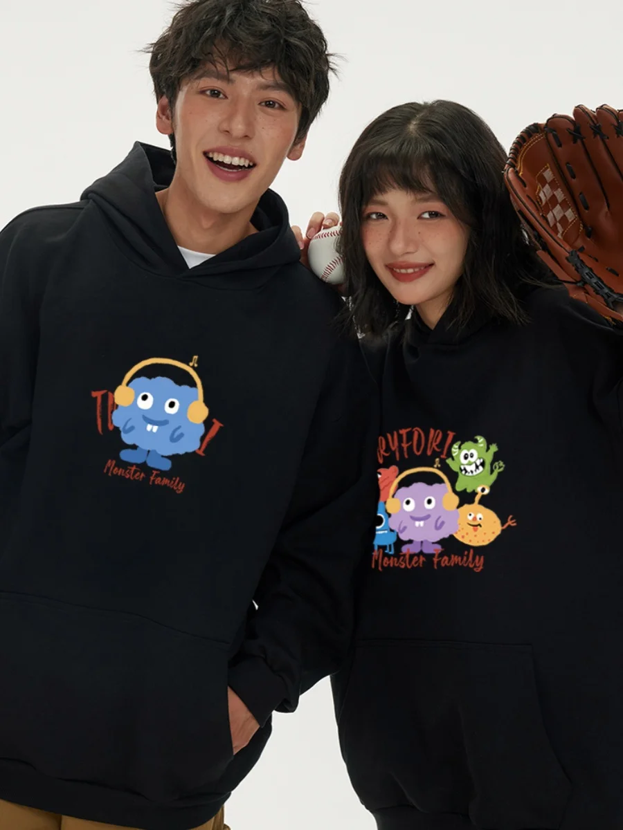 Rabbit Teeth Little Monster Trend Couple Hoodies 2024 Spring and Autumn New Oversize Casual Hooded Sweatshirts