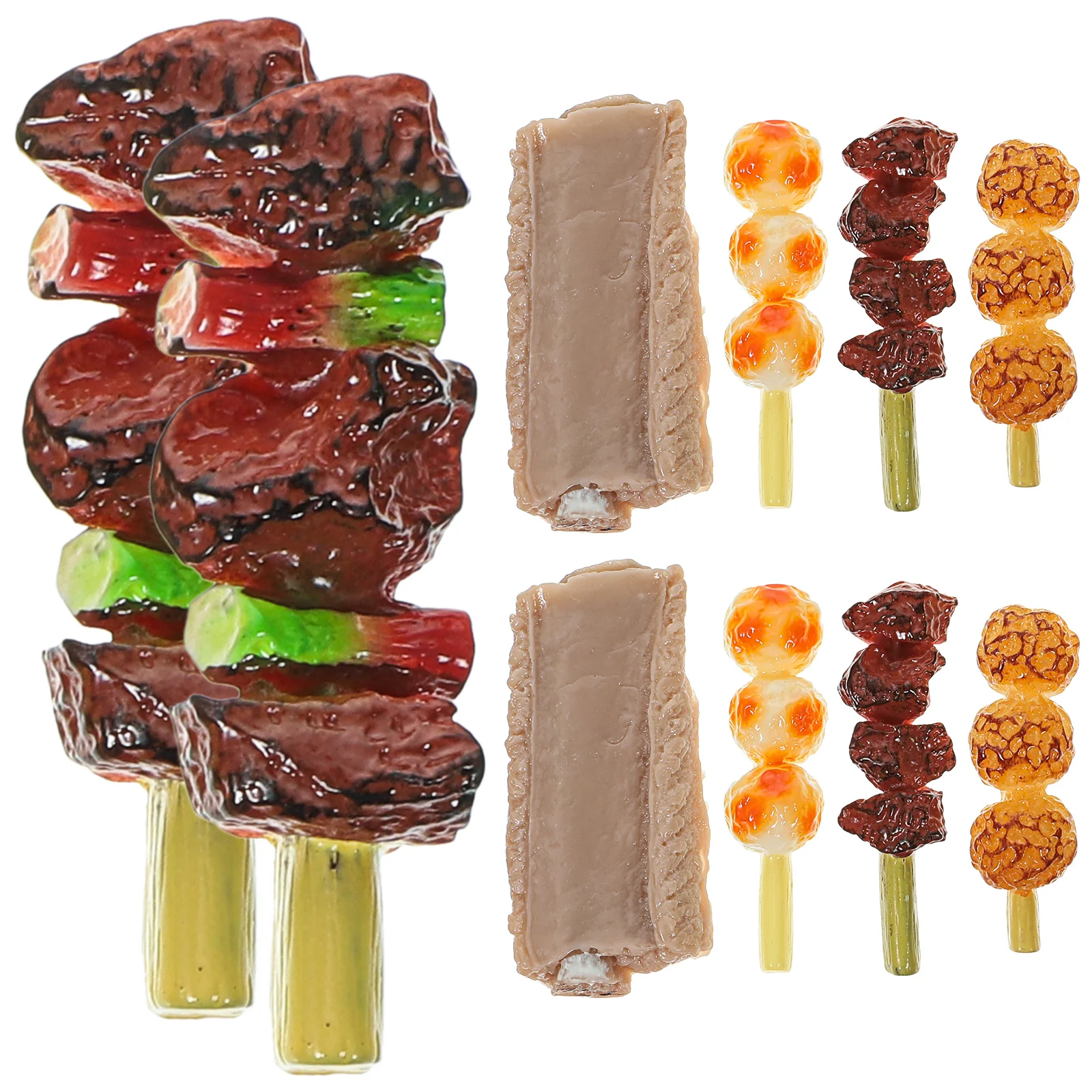 10 Pcs Simulation Barbecue Skewers Fake Models Artificial Meat Props Food Simulated Realistic Photo Toys Beef Child