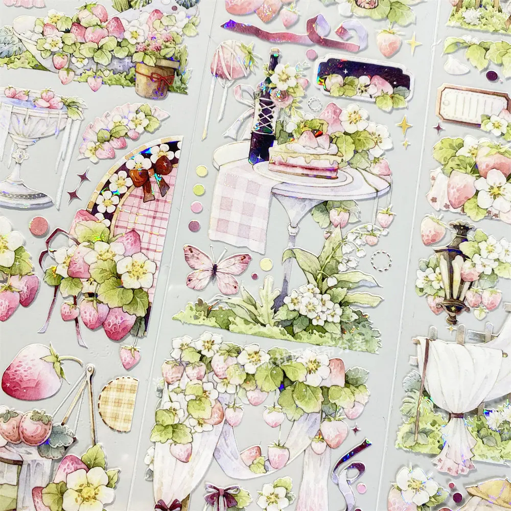WASI Pet Tape JournalA180 Strawberry Farm Butterfly Fruit Decoration Scrapbook Phone Case Sticker