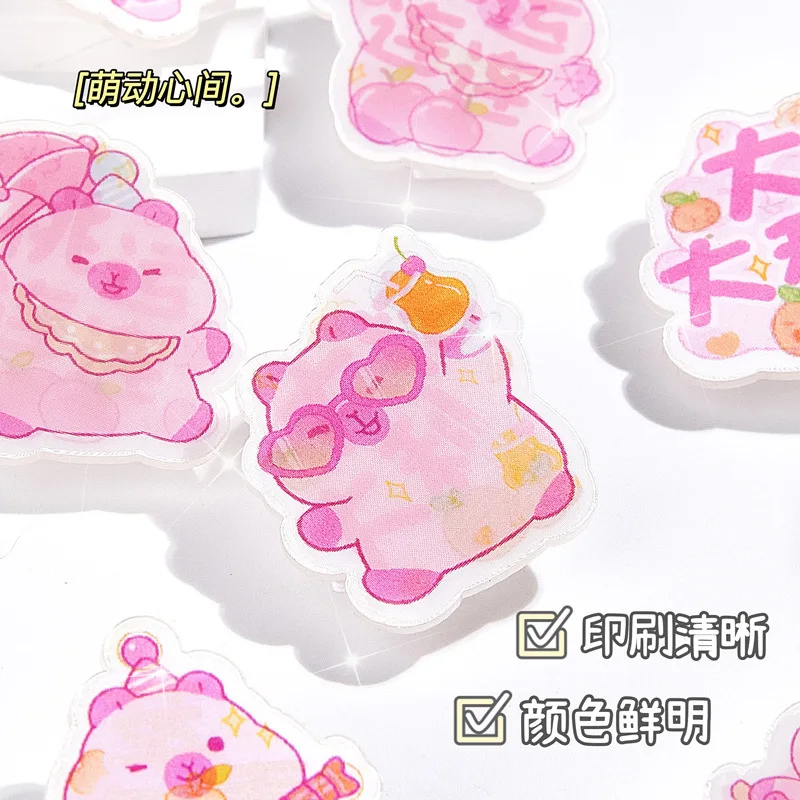 Réinitialisation Pp en Acrylique Mignon de Dessin Animé, réinitialisation de Rangement pour Dossier de Papier, Accessoires de Bureau, 4 Pièces