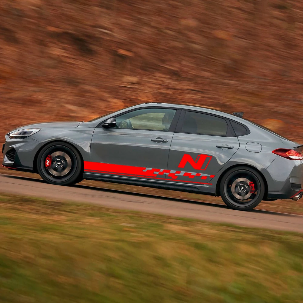 غطاء سيارة غطاء محرك السيارة الباب الفينيل الجانب شرائط N خط ملصقات مائي لشركة هيونداي كونا توكسون فيلوستر i20 i30 اكسسوارات السيارات التصميم