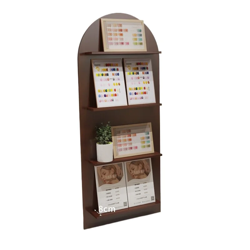 LMM Arched Shelf Nail Art Swatch Display Cabinet Wooden Storage Rack Movable
