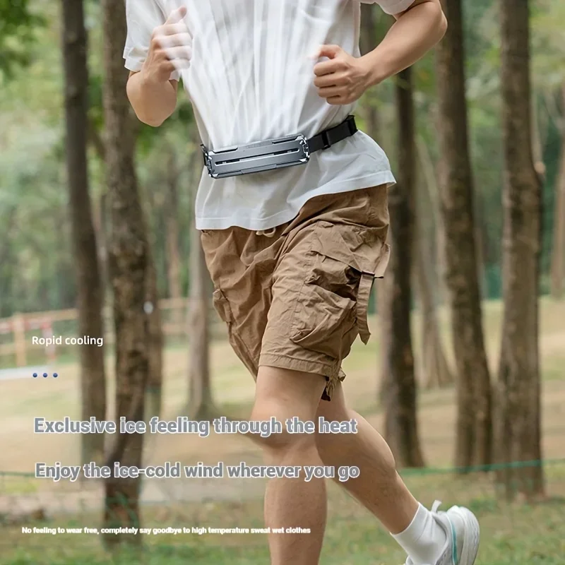 

USB Rechargeable Cooling Fan Portable Ice Compress Waist Belt Fan Dual-Use Outdoor Sports Mini Ice Belt Fan Summer Cooler