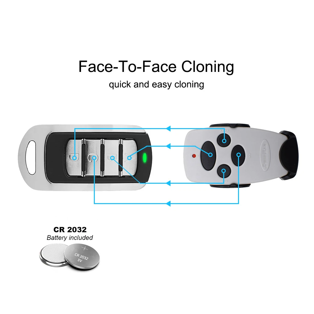 Garagem Porta Controle Remoto, 4 em 1, Fixo Rolling Code Duplicator, Portão Opener, 287MHz a 868MHz, Grabber Código Multifrequency, 433MHz Opener