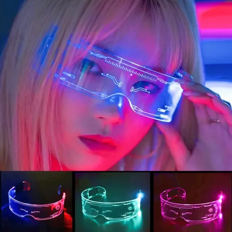 Neon Party LED แว่นตาส่องสว่าง LED แว่นตาสายไฟ Light Up Visor แว่นตา Bar Grow Goggles สําหรับเทศกาลคริสต์มาสฮาโลวีน