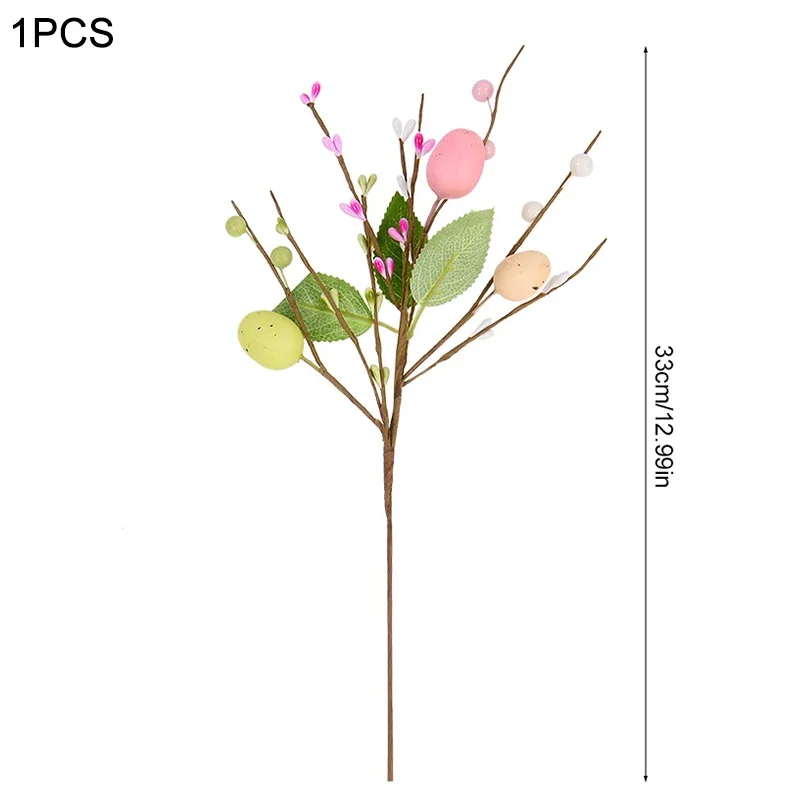 1/5pcs 부활절 달걀 나뭇 가지 다채로운 그림 거품 계란 인공 꽃 2025 봄 부활절 홈 꽃병 장식 가짜 식물