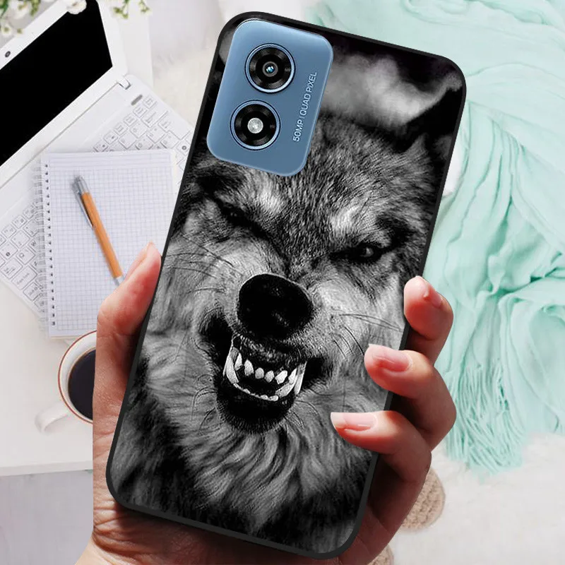 For Motorola Moto G Play 2024 Case Lion Wolf Silicone Soft Back Cover For Motorola Moto G Play Gen 3 Phone Case Protective Shell