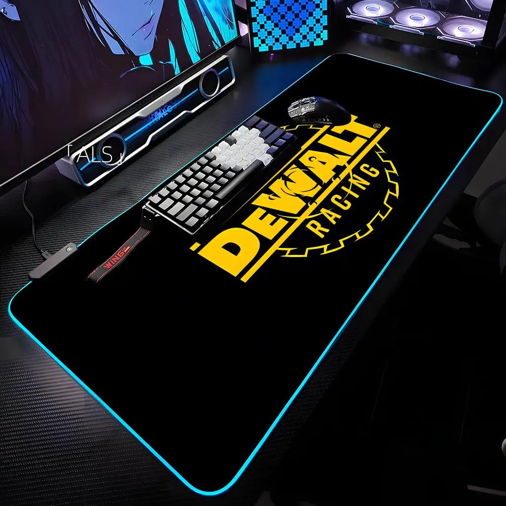 D-DeWalt Cool Logo Mouse Pad RGB Backlit Mouse Pad Laptop Mouse Pad Laptop Gamer Computer Desk Gaming Accessories