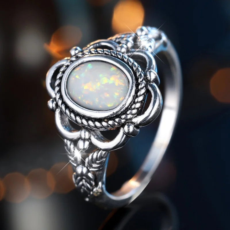 My Retro Rope Pattern Bag Inlaid Synthetic Australian Treasure Ring Hollow Rope Knot Ring Arm Banquet Daily Women's Accessories