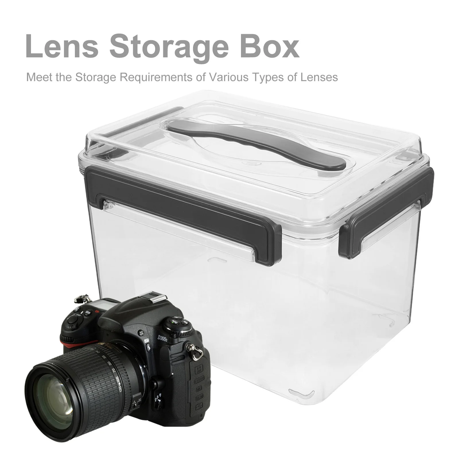 صندوق تخزين عدسة الكاميرا منظم أكريليك شفاف لمعدات الكاميرا الرقمية حافظة واقية مضادة للصدمات للسفر في الهواء الطلق