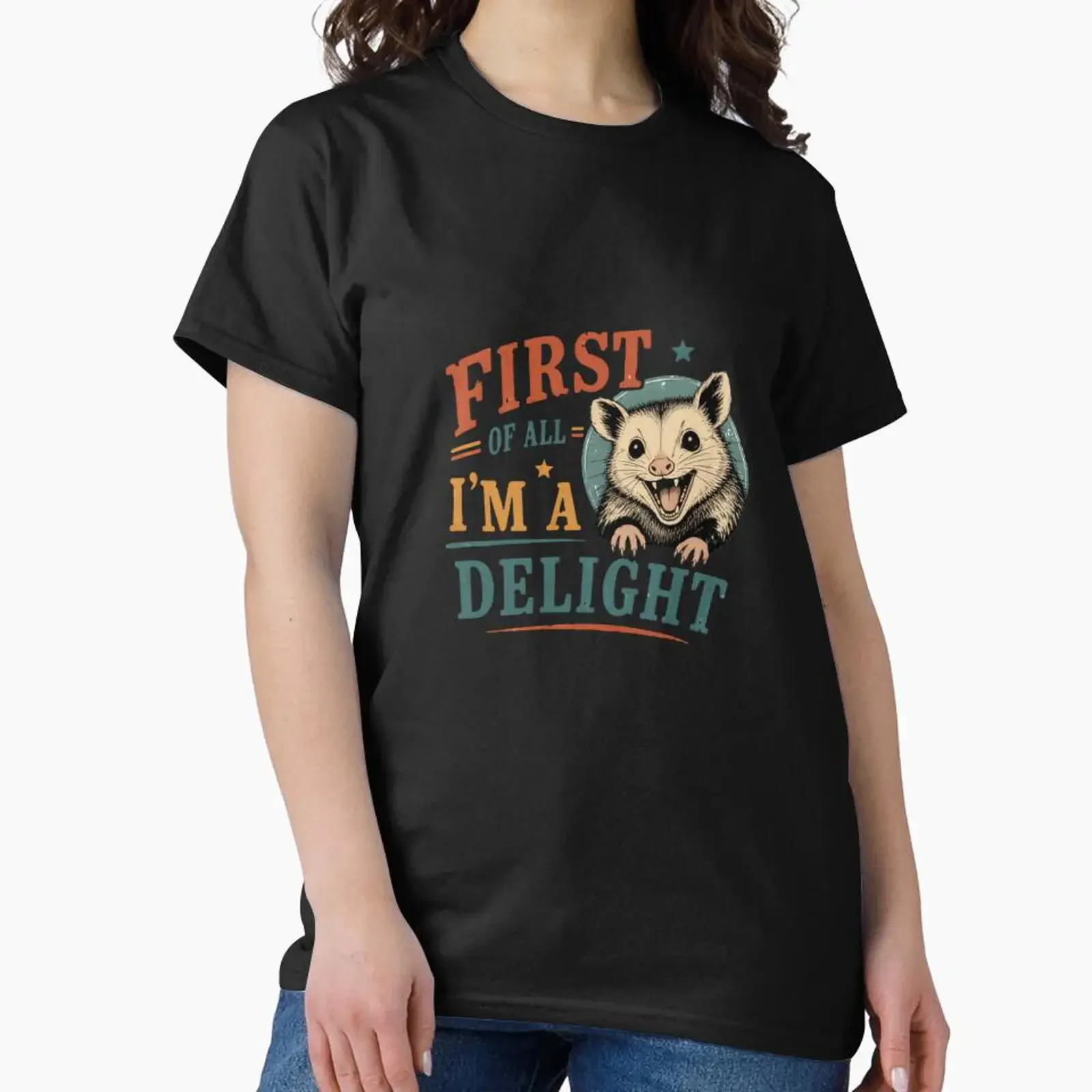 First Of All I'm A Delight Opossum Wildlife Lover designed and sold by JonesFlora2025 vintage Washed graphic