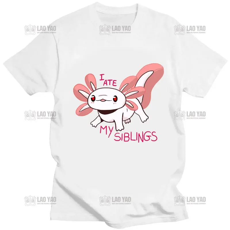 Camisa de impressão axolotl jogando videogame gamer engraçado tshirt das mulheres dos homens kawaii de manga curta algodão streetwear adorável camiseta unisex topo