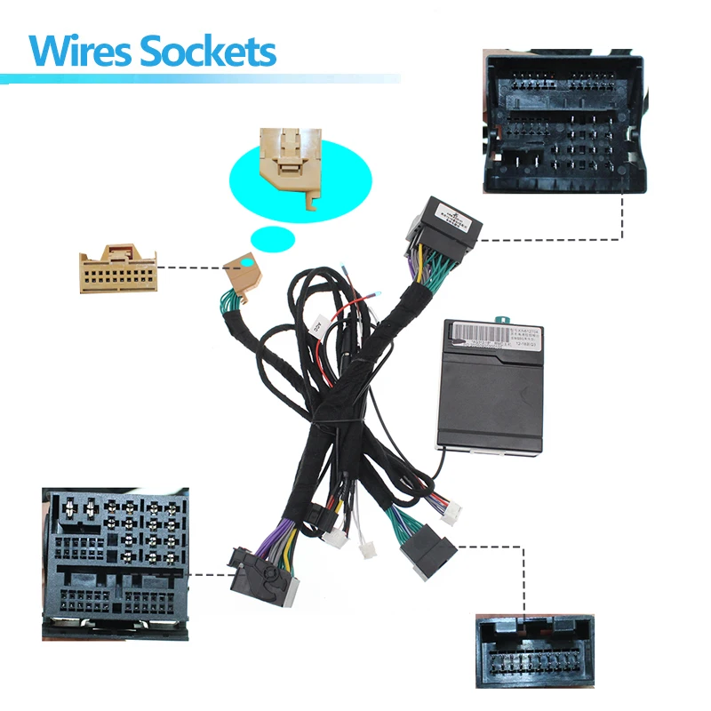 16pin Android Car Radio Wire Harness Power cable Adapter Canbus decoder box For Audi Q3 2012 2018 Low Trim