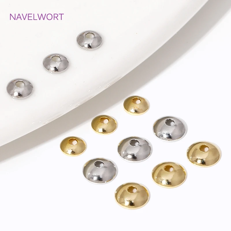 50/100pcs 3-4mm 14K Gold Plated Brass Round Bead Caps Spacer Beads For Jewelry Making DIY Bracelet Necklace Making Accessories