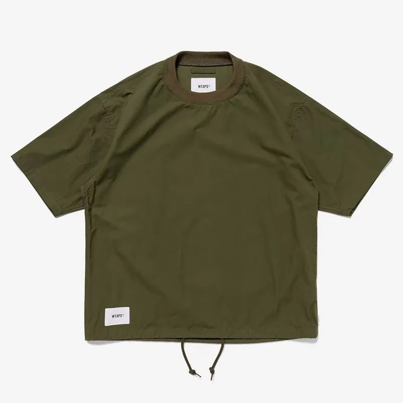 JP. WTAPS SMOCK Military Style Cotton Wash Anti-war Printed Pullover Drawstring Short Sleeve T-shirt 24SS