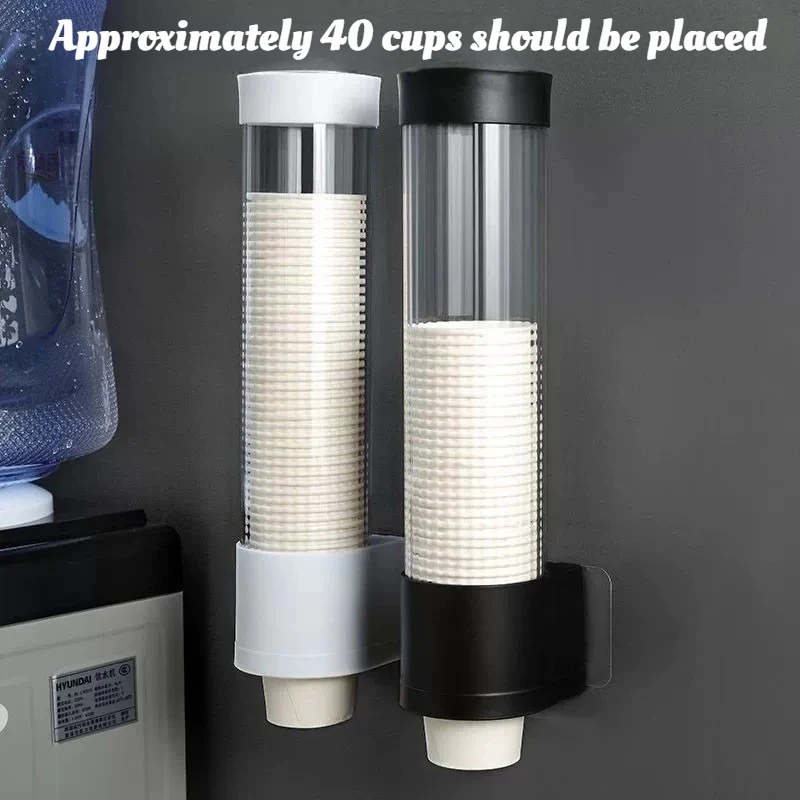 Dispensador de copos para água, recipiente para copos descartáveis, dispensador de copos de papel, suporte de parede para copos de papel, organizador doméstico