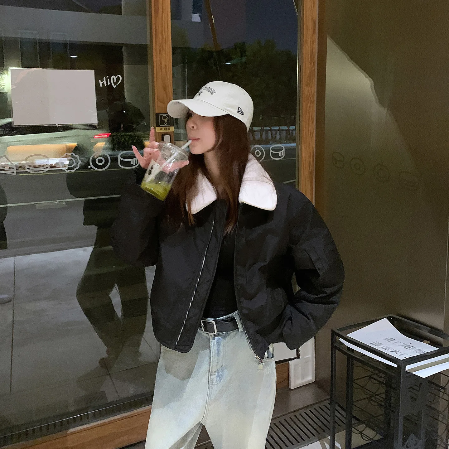 DHH Women's Loose Casual Cotton Jaet with Fur Collar Vintage Sle Autumn Winter New Arrival Knitted Thiened Outerwear