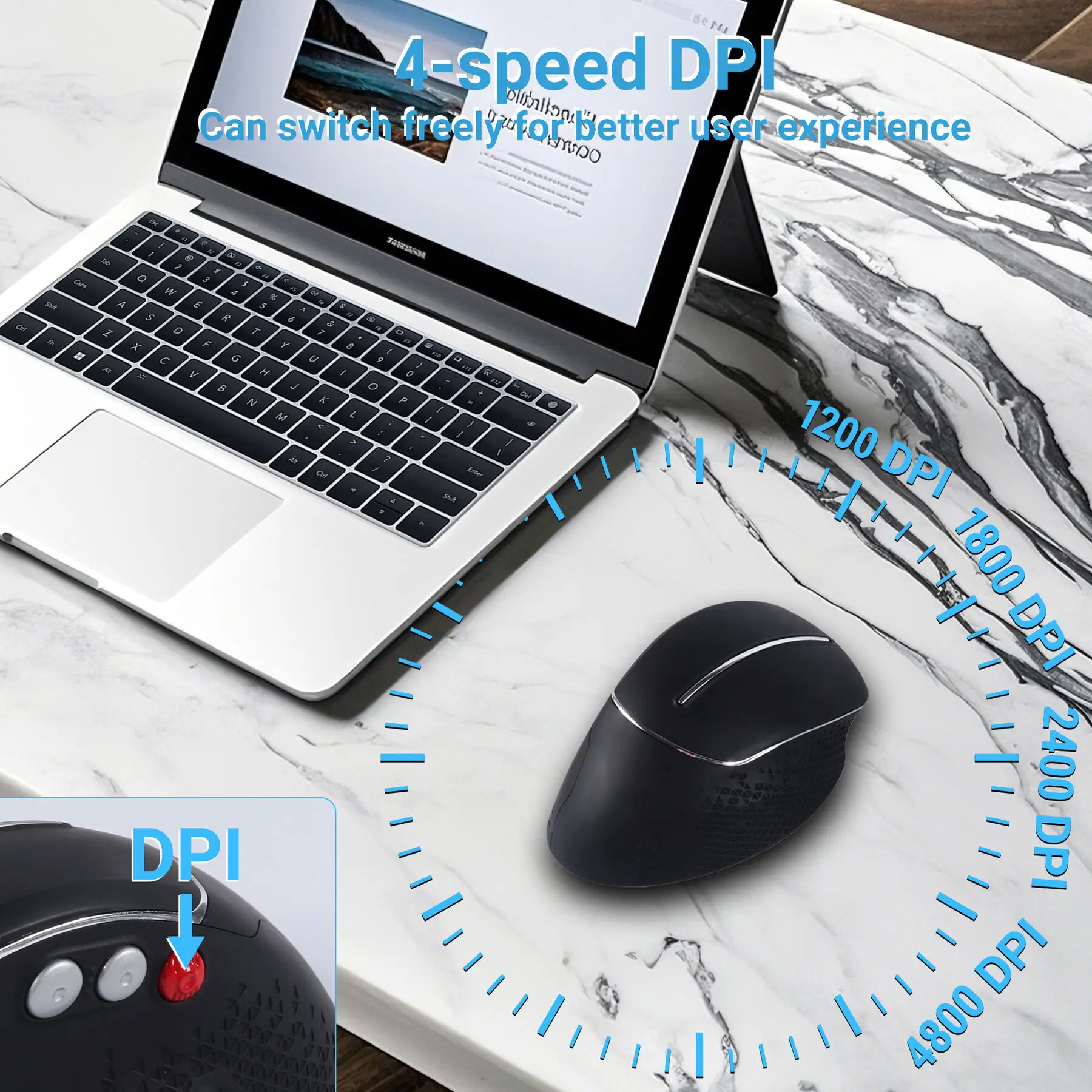 2024 Wireless Bluetooth Mouse 2.4GHz Adjustable Optical Wrist-care luminescence Game esports Mice For Laptop Tablet Mac iPad