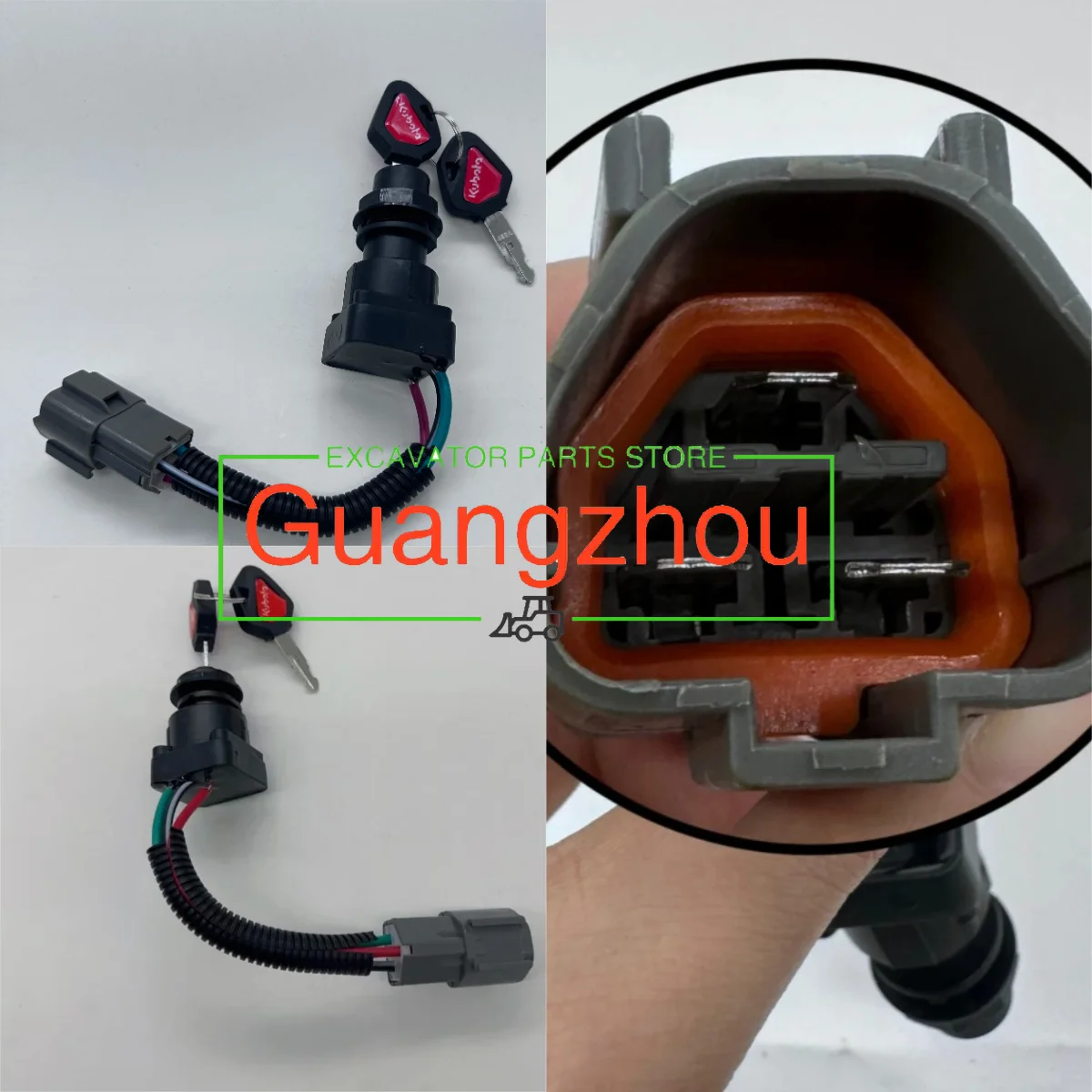 Excavator Universal Lgnition Switch Key RC411-53964 RC461-53962 Start Switch Lock for Kubota U15 U20U25 U30 KX155 163 175