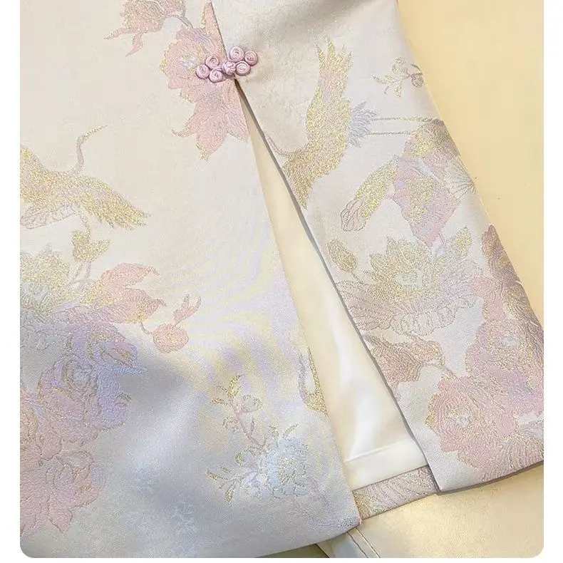 Chinese Style Embroidered National New Spring and Summer Slimming High Waist Mid-length Bag Jacquard Pear-shaped Belly Covering