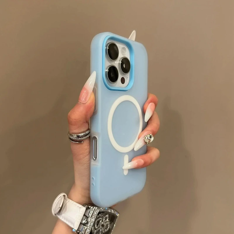 Funda de Lujo Candy 2 en 1 para Magsafe para iPhone 18 17 16 15 14 Plus 13 11 12 Pro Max, Funda Protectora Magnética Inalámbrica con Carga Aérea