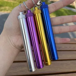 Premium Aluminum Alloy Storage Tube - Moisture-Proof, Airtight, Portable Herb Pill Box with Key Chain