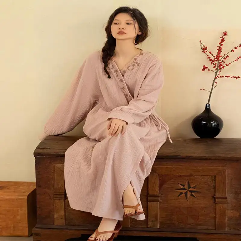 New Chinese Style Pajamas Spring and Summer Sweet Bow Tie Pajamas Girl Long Sleeved Trousers Student Dormitory Home Clothes Hot