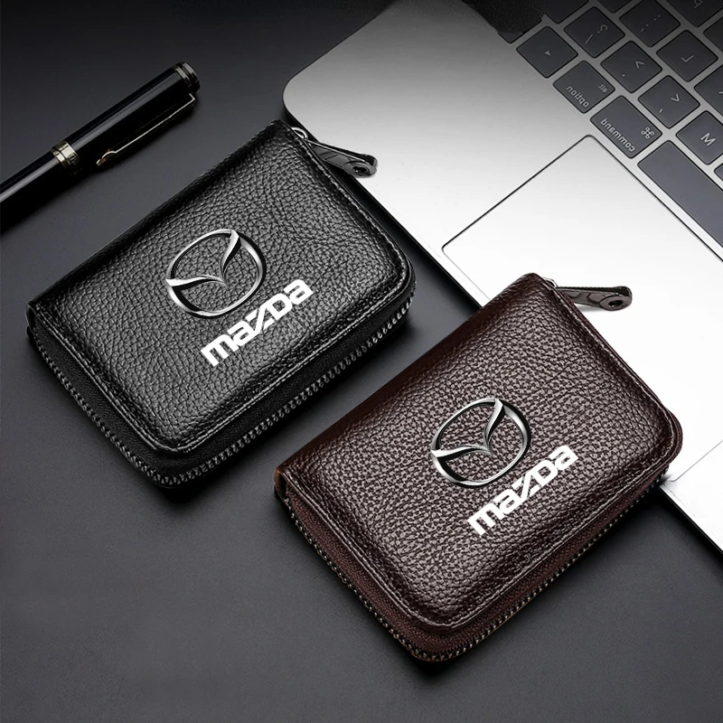 Genuine Leather Car Driver\'s License, ID Card, Bank Card Wallet For Mazda 2 3 5 6 M5 Ms CX-4 CX-5 CX6 M6 MX3 MX5 Car Accessories