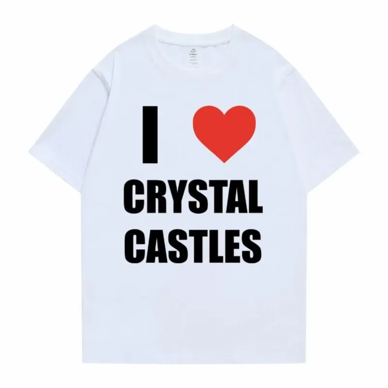 I Love Crystal Castles Graphic T Shirts Men Women Gothic Rock Hip Hop Oversized T-shirts Male Casual Vintage Short Sleeve Tshirt