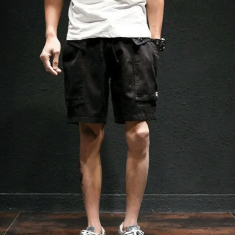 

Мешковатые бермуды с широкой эластичной резинкой на талии и несколькими карманами, длинные мужские шорты-карго с завязками, свободные однотонные короткие брюки для мужчин Jorts