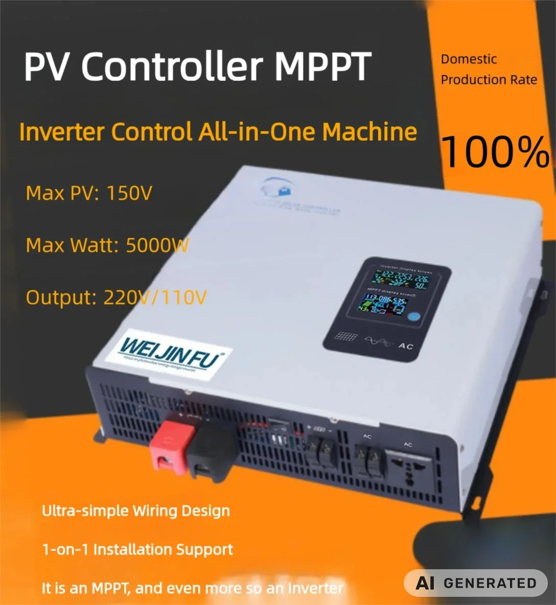 MPPT Solar Inverter Controller All In One Hybrid Charger Universal High Power Off Grid Energy Storage Smart Control System