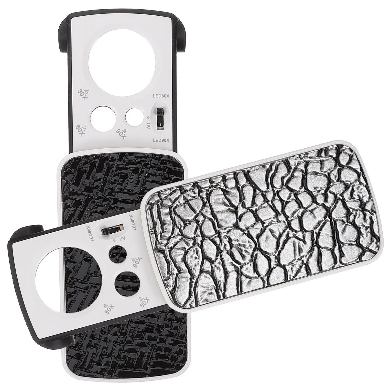 

2pcs Portable Magnifier With Led Light 30X 90X Magnifying Glass For Jewelry Gems Inspection Loupe Lightweight Small