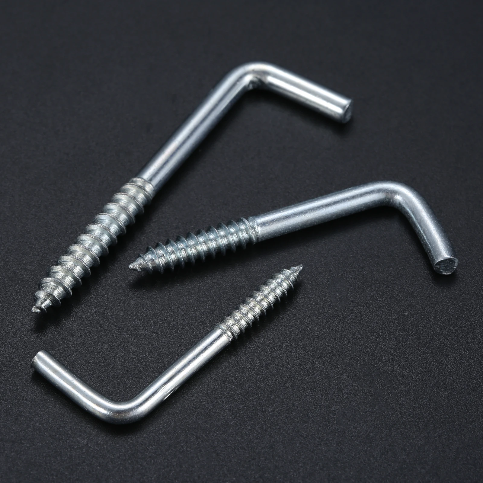 2/5/10/20 pçs quadrado curvatura gancho l copo cabide parafuso-in parede imagem moldura da foto lâmpada luz eyescrew 20-100mm 14 tamanhos zincado