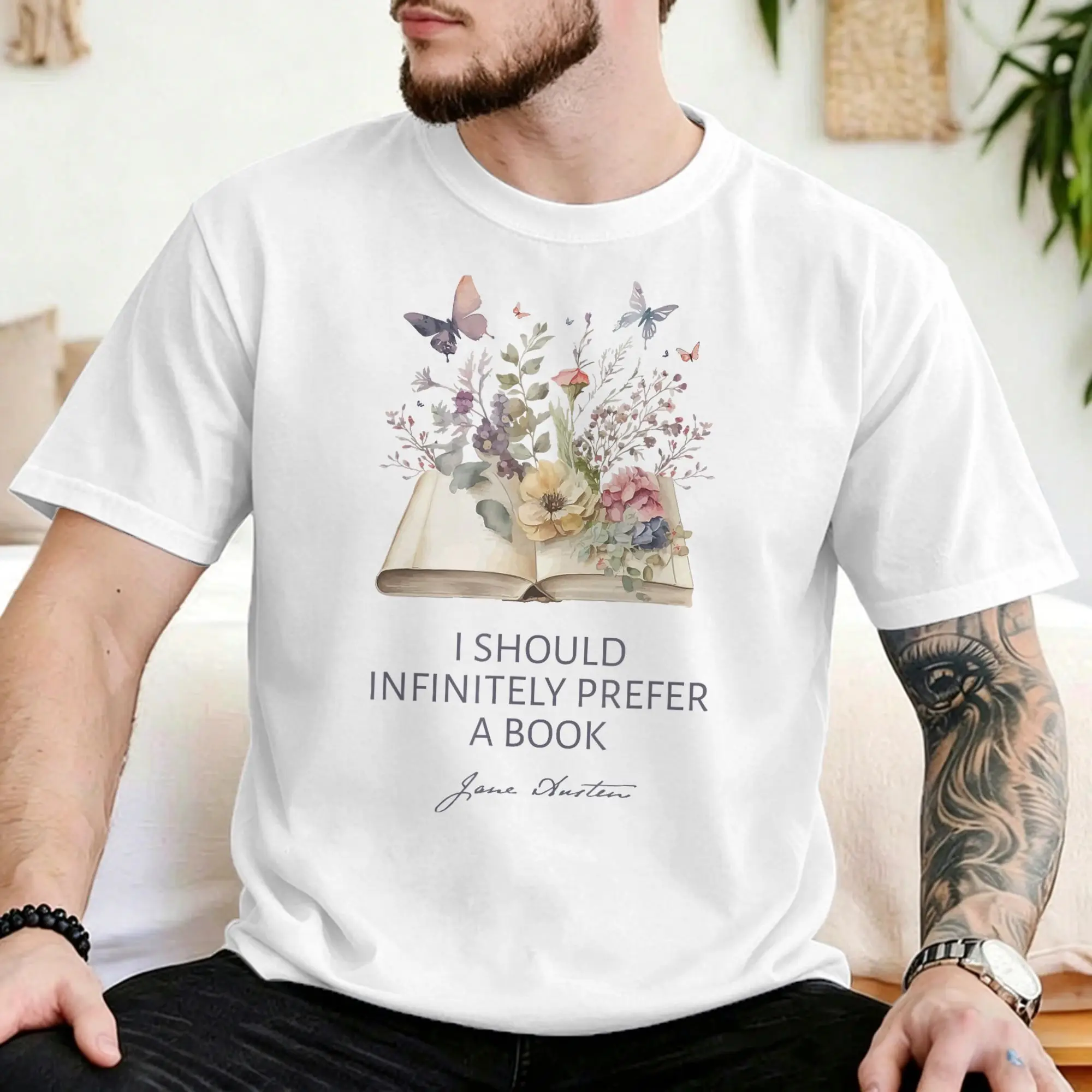 I Should Infinitely Prefer A Book Jane Austen T Shirts Men Women's Pure Cotton Creative T-Shirt Tees Clothing Plus Size