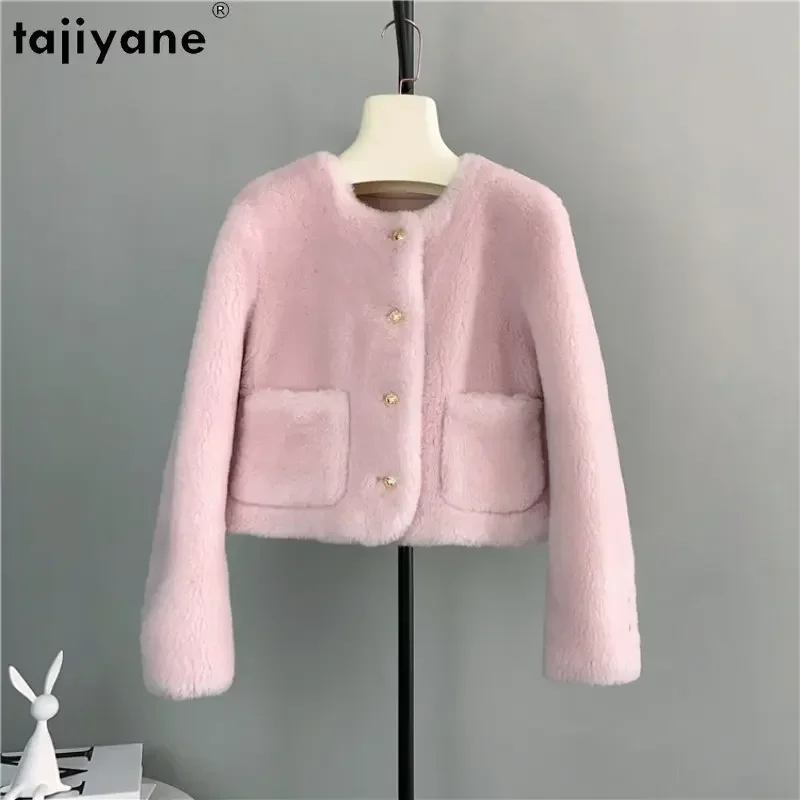 

Tajiyane Pure Color Sheep Shearing Jacket Women Elegant 100% Wool Coat Women Fur Coats Korean Fashion Women Jackets Veste Femme