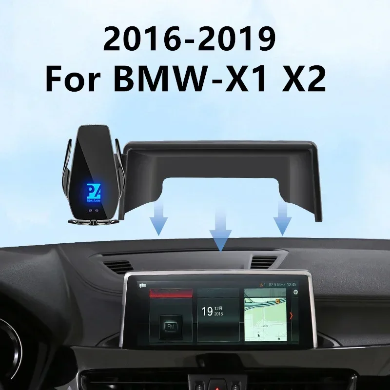 

2016-2019 For BMW X1 X2 Car Screen Phone Holder Wireless Charger Navigation GPS Phones Mount 6.5 8.8 Inch Size